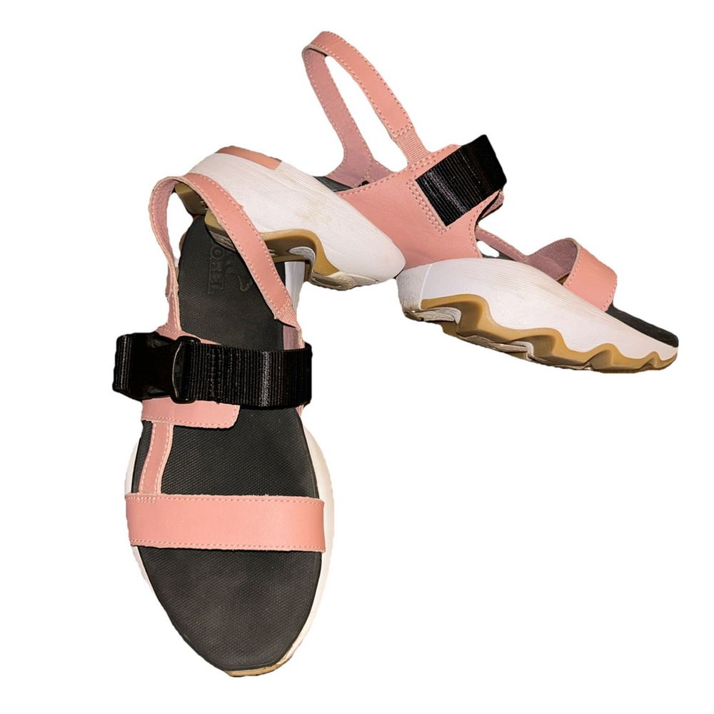 Sorel Womens Kinetic Impact Sling B/W Slingback Sandals 6.5 Medium Buckle Strap - Picture 2 of 7